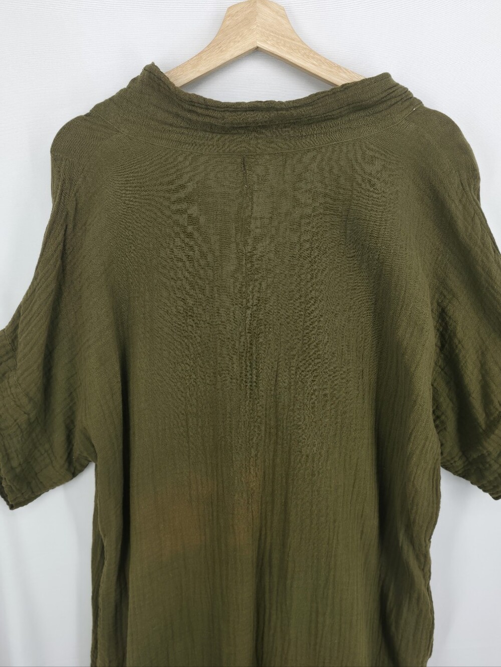 Honest Cotton Tulum Olive Cotton Gauze Handmade Oversized Maxi Dress - Picture 10 of 15